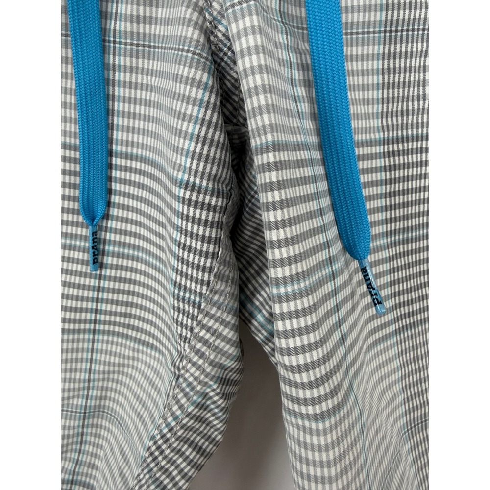 Prana Mens Plaid Board Shorts Size 34 Grey Blue UPF 50+ Swim Trunks - Picture 6 of 8
